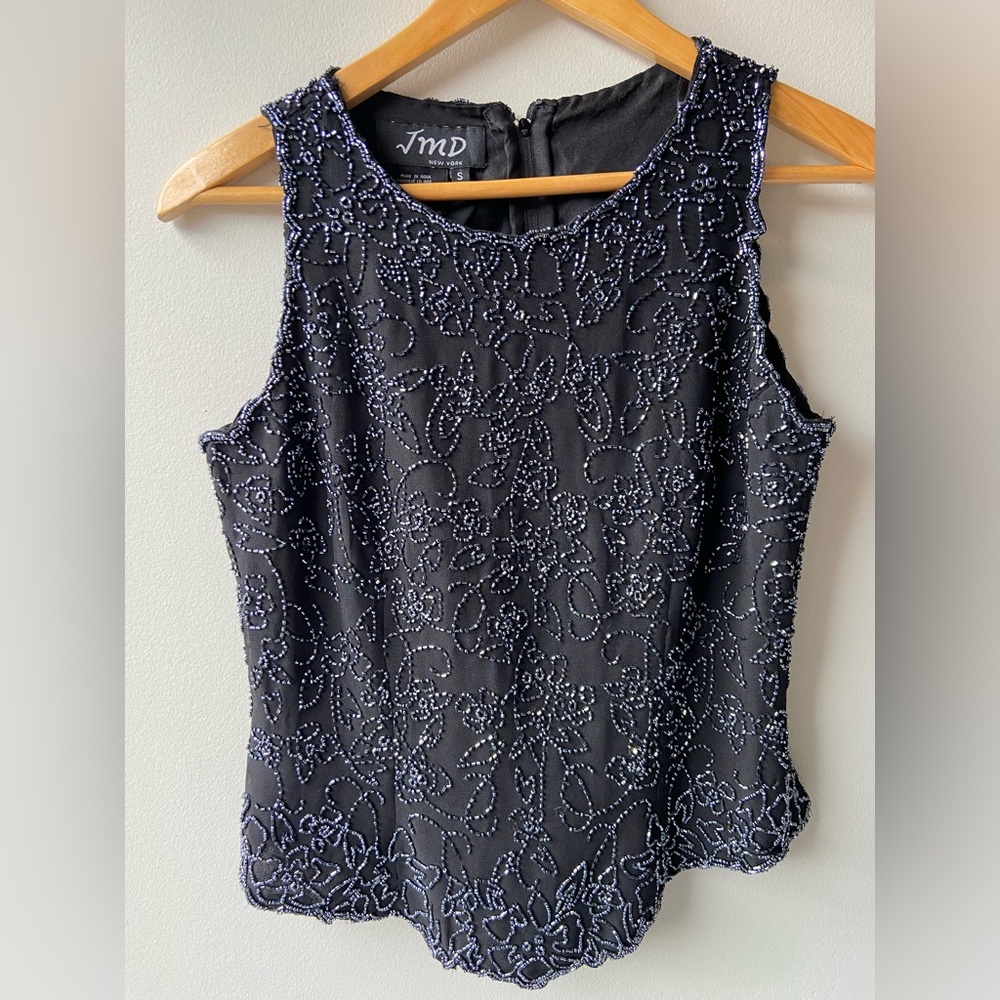 Black beaded sleeveless top